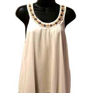 - BEAD EMBELLISHED LAYERED CHIFFON TANK by DESIGN HISTORY